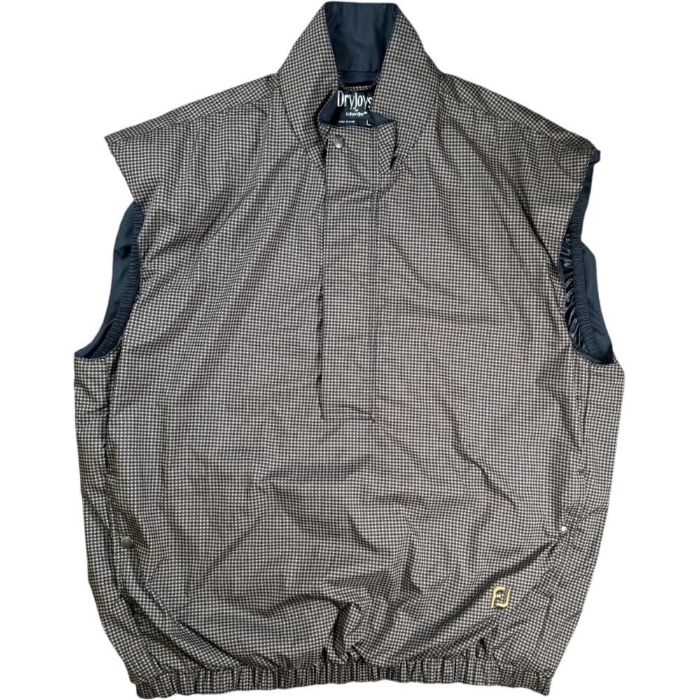 FootJoy DryJoy Rain/Windbreaker Vest Houndstooth Black and Gold Men’s Size Large